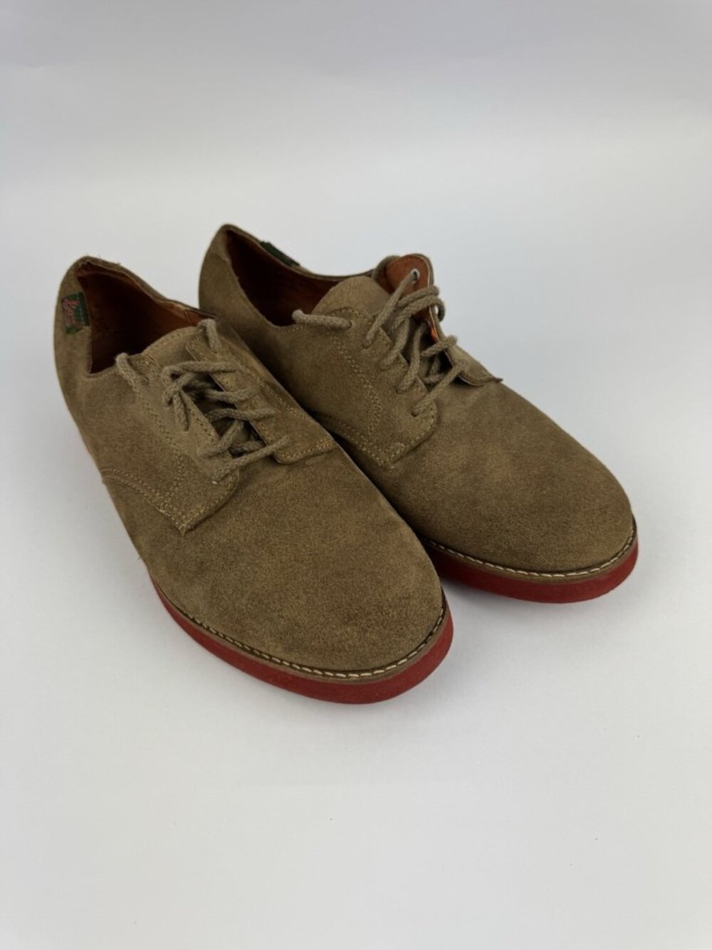 Bass Tan Suede Bucks Mens 11.5 Leather Upper USA Classic Oxford Preppy Shoes